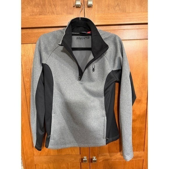 Spyder Other - Spyder Men's Size Small Gray Black 1/4 Zip Waffle Knit Fleece Pullover Jacket